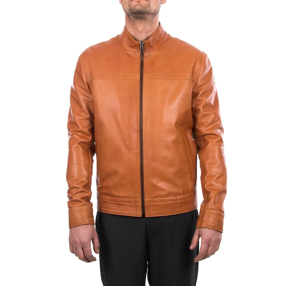 Italian Handmade Men Genuine Lambskin Leather Jacket Casual Fit Color Tan S to XL Etsy UK