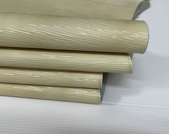 EPI PATENT Ivory textured Italian Calfskin calf cow bags leather 2 skins hides total 9sqf 1.0mm #A7438