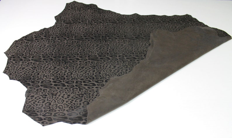 DARK BROWN LEOPARD print Italian Lambskin Lamb Sheep leather material for sewing skin hide skins hides 5-8sqf 0.7mm