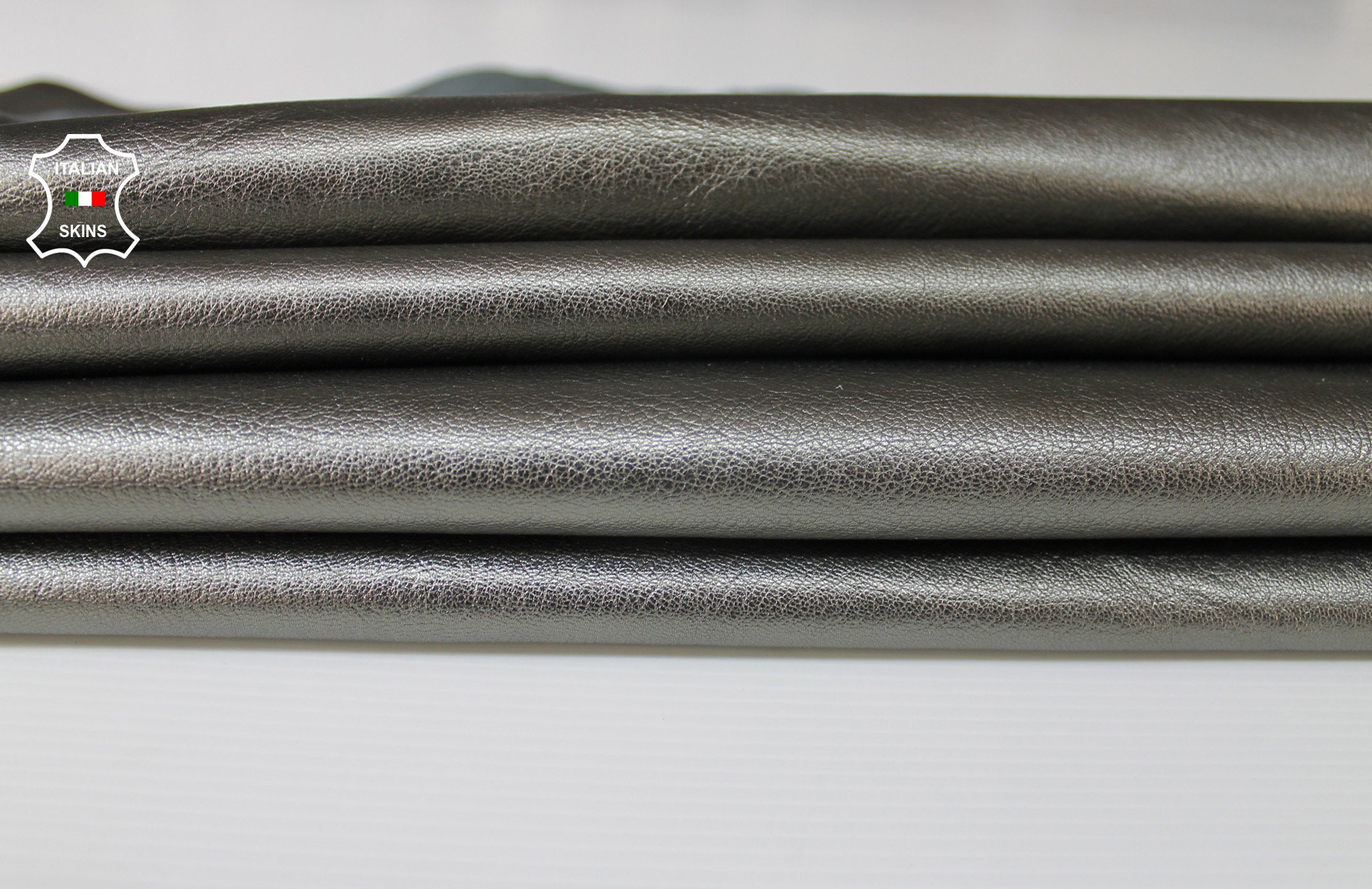 METALLIC PEWTER GRAY rough Italian Goatskin Goat leather material