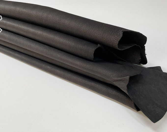 DARK BROWN RHINO Grainy Rough Vegetable Tan Italian Goatskin Goat Leather hides pack 3 skins total 12sqf 0.9mm #B483