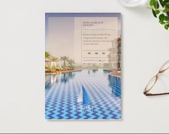 Infografía de información para huéspedes de hotel / Plantilla editable de Canva / Guía de bienvenida del resort / EN BG RU / Descarga digital