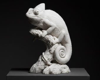 Chameleon Sculpture STL | Detailed Reptile 3D Model for 3D Printing | Instant Digital Download