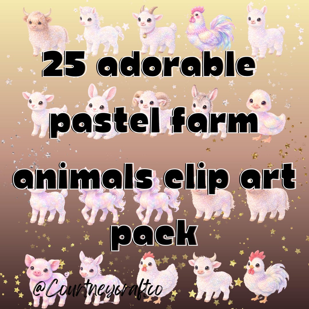 Pastel Farm Animals Clipart | Watercolor Baby Animals PNG (digital ...