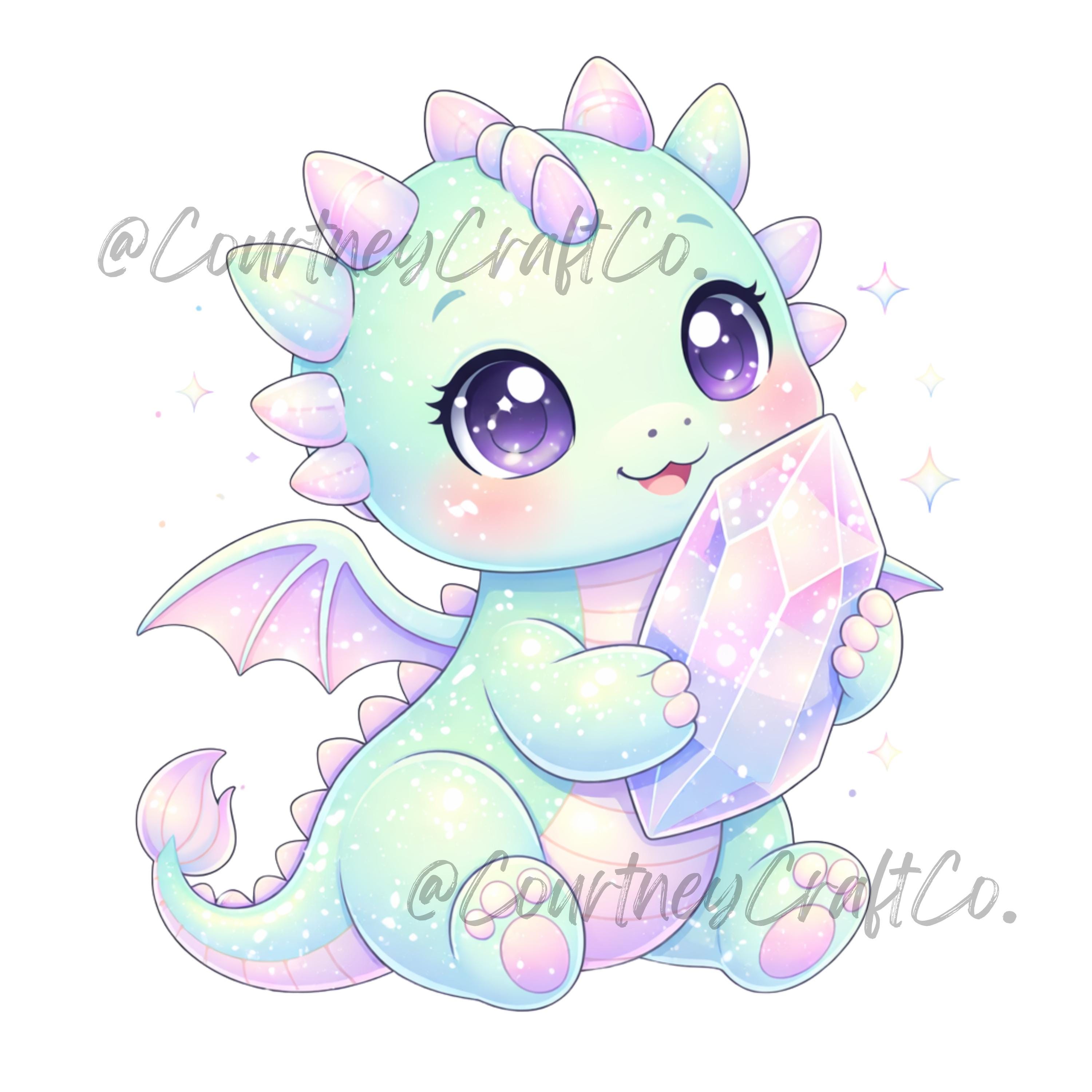 Pastel Baby Dragon Clipart Bundle, Cute Kawaii Dragon PNG, Fantasy ...