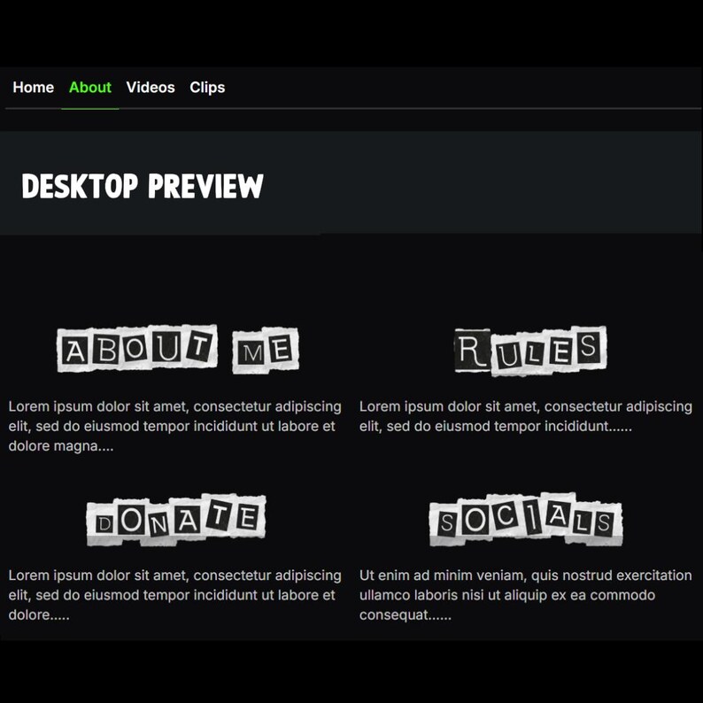 Cut and Paste Panel Headers | Transparent Streamer Bio Titles | Kick ...