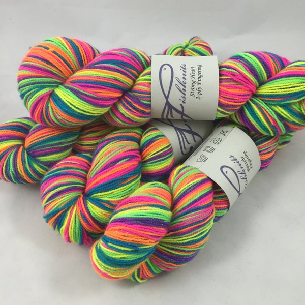 NEON: Superwash Strong Heart Self Striping Sock Yarn