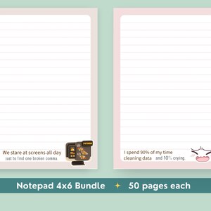 Funny Programming Notepad Bundle, Sarcastic Data Science Coding Gift, 4x6 Desk Stationery Memo Pad Set for Software Engineers Bild 3