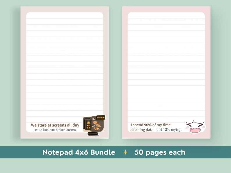 Funny Programming Notepad Bundle, Sarcastic Data Science Coding Gift, 4x6 Desk Stationery Memo Pad Set for Software Engineers Bild 3