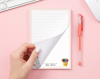 Personalized Teacher Notepad Custom Name Memo Pad, Office Desk Stationery Gift for Administrator Executive Corporate Correspondence 4x6