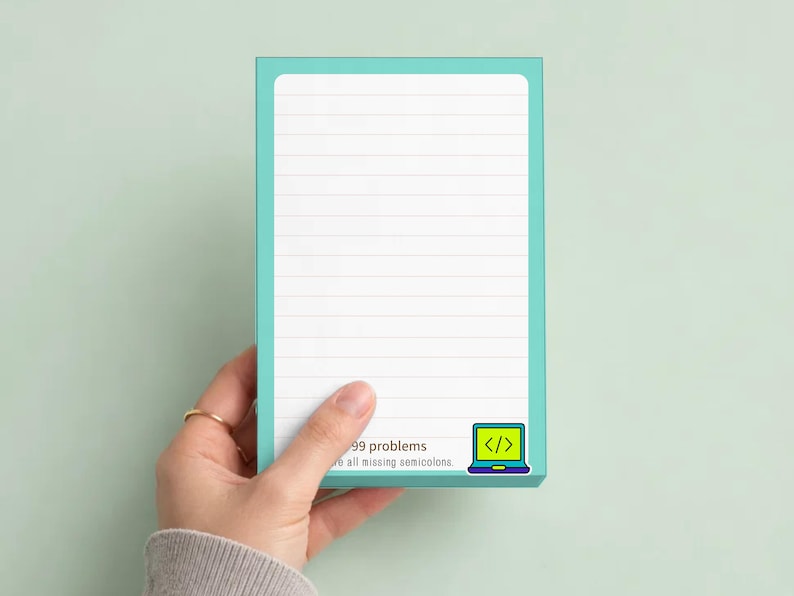Funny Programming Notepad Bundle, Sarcastic Data Science Coding Gift, 4x6 Desk Stationery Memo Pad Set for Software Engineers missing semicolons
