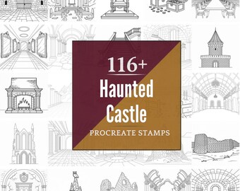 Procreate Haunted Castle Stamps | 116+ Brushes, PNG (Instant Digital Download)