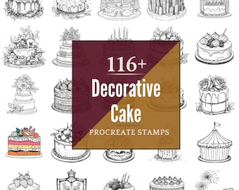 Decorative Cake Procreate Brushes & PNG Bundle | 116+ Designs (Digital Download)