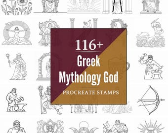 Procreate Greek Mythology God Stamps | 116+ Brushes, PNG (Instant Digital Download)