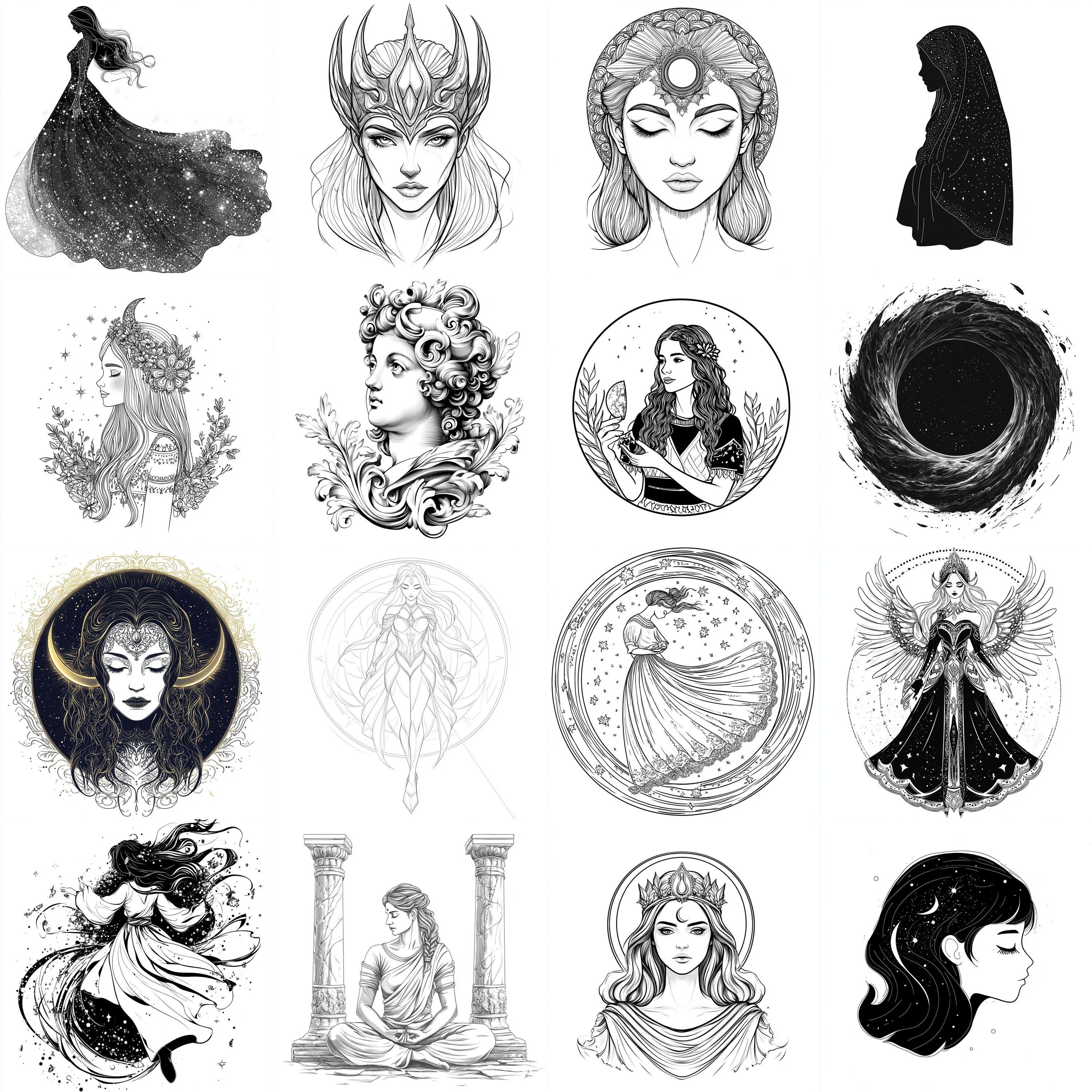 Goddess Nyx Procreate Brushes & PNG Bundle | 116+ Designs (digital ...