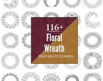 Procreate Floral Wreath (new) Stamps | 116+ Brushes, PNG (Instant Digital Download)