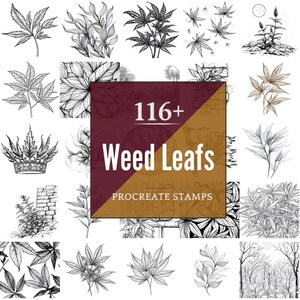 Weed Leaf Procreate Brushes & PNG Bundle | 116+ Designs (Digital Download)
