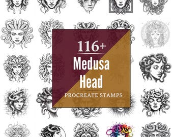 Medusa Head Procreate Brushes & PNG Bundle | 116+ Designs (Digital Download)