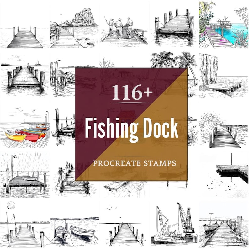 Fishing Dock Procreate Brushes & PNG Bundle | 116+ Designs (digital ...