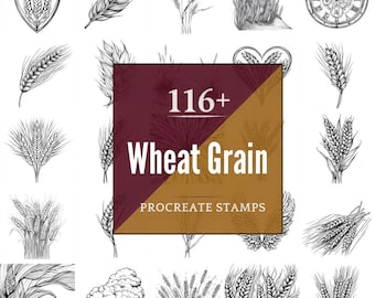 Wheat Grain Procreate Brushes & PNG Bundle | 116+ Designs (Digital Download)