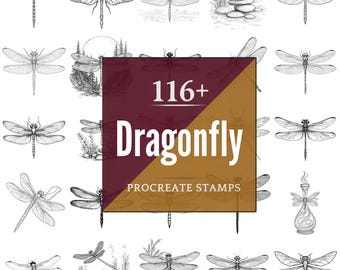 Dragonfly Procreate Brushes & PNG Bundle | 116+ Designs (Digital Download)