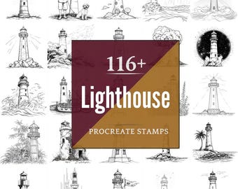 Lighthouse Procreate Brushes & PNG Bundle | 116+ Designs (Digital Download)