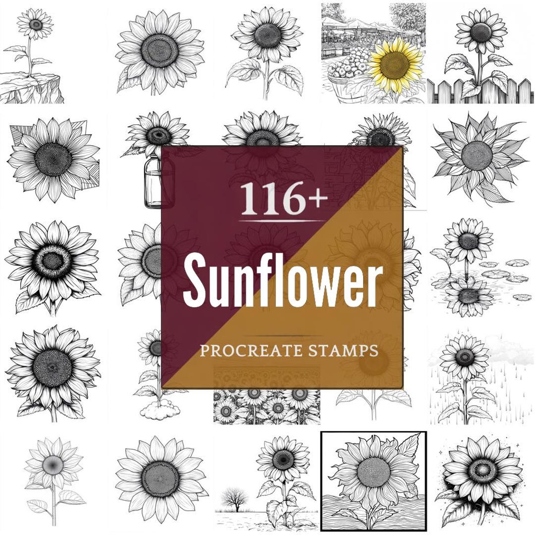 Sunflower Procreate Brushes & PNG Bundle | 116+ Designs (digital ...