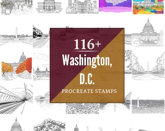 Washington D.C. Procreate Brushes & PNG Bundle | 116+ Designs (Digital Download)