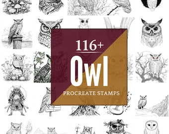 Owl Procreate Brushes & PNG Bundle | 116+ Designs (Digital Download)