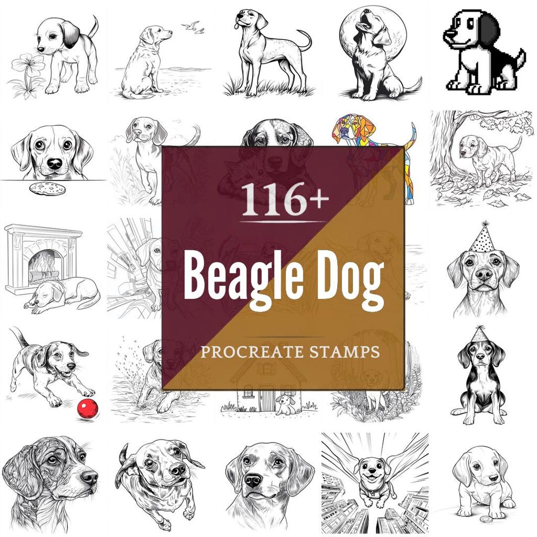 Procreate Lab Dog Beagle Dog Procreate Brushes & PNG Bundle | 116+ Designs | Instant ...