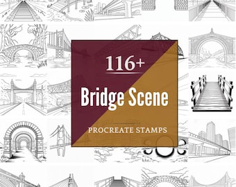 Procreate Bridge Scene Brushes | 116+ Stamps, PNG (Instant Digital Download)