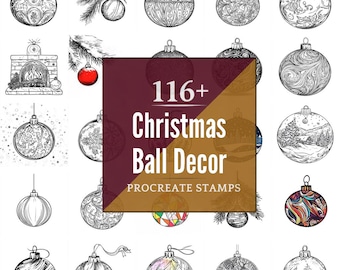 Ensemble de brosses de procréation et PNG de décoration de boule de Noël | Plus de 116 modèles (téléchargement numérique)
