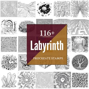Labyrinth Procreate Brushes & PNG Bundle | 116+ Designs (Digital Download)