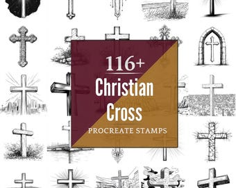 Christian Cross Procreate Brushes & PNG Bundle | 116+ Designs (Digital Download)