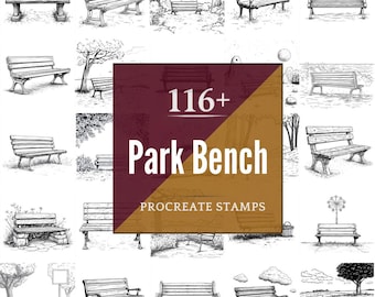 Park Bench Procreate Brushes & PNG Bundle | 116+ Designs (Digital Download)