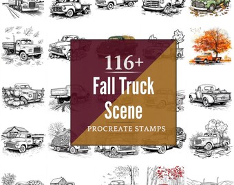 Fall Truck Scene Procreate Brushes & PNG Bundle | 116+ Designs (Digital Download)