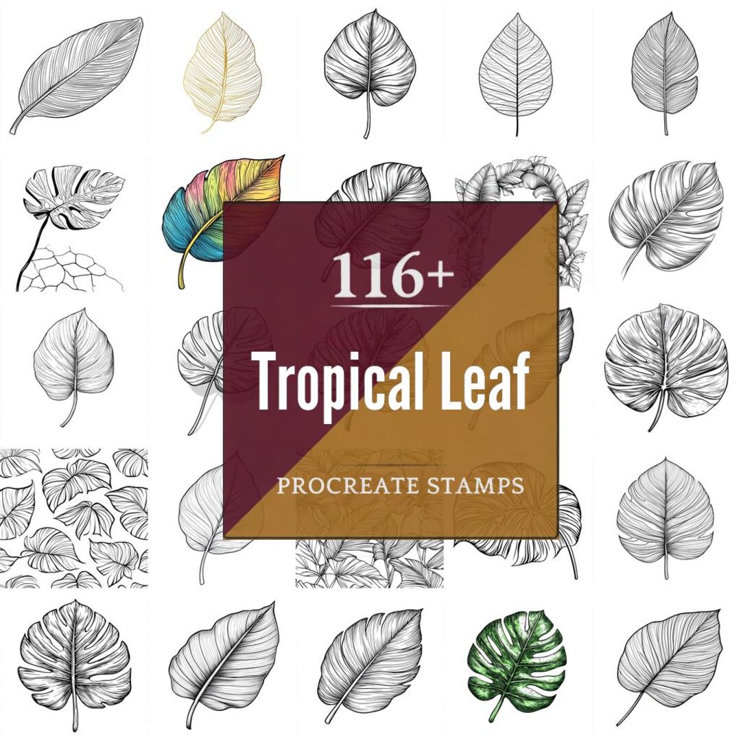 Tropical Leaf Procreate Brushes & PNG Bundle | 116+ Designs (digital ...
