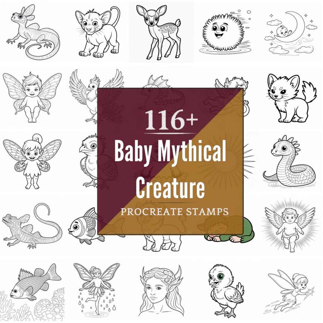 Procreate Baby Mythical Creature Brushes | 116+ Stamps, PNG (instant ...