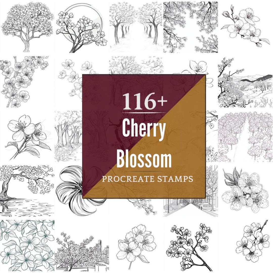 Cherry Blossom Procreate Brushes & PNG Bundle | 116+ Designs (digital ...
