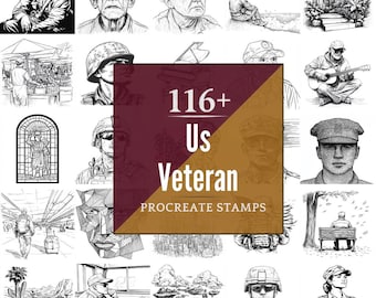 US Veteran Procreate Brushes & PNG Bundle | 116+ Designs (Digital Download)