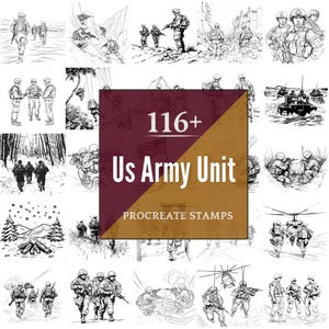 US Army Unit Procreate Brushes & PNG Bundle | 116+ Designs (Digital Download)