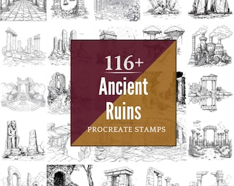 Ancient Ruins Procreate Brushes & PNG Bundle | 116+ Designs | Instant Digital Download