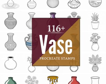 Procreate Vase Stamps | 116+ Brushes, PNG (Instant Digital Download)