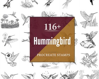 Hummingbird Procreate Brushes & PNG Bundle | 116+ Designs (Digital Download)