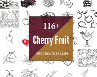 Cherry Fruit Procreate Brushes & PNG Bundle | 116+ Designs (Digital Download)