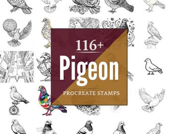 Pigeon Procreate Brushes & PNG Bundle | 116+ Designs (Digital Download)