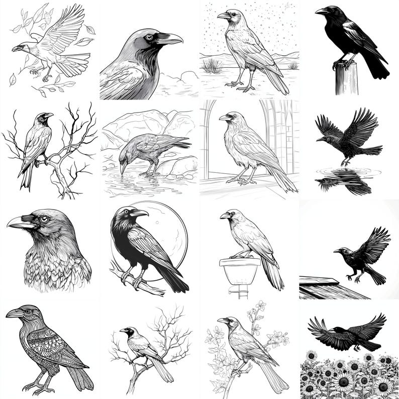 American Crow Procreate Brushes & PNG Bundle | 116+ Designs | Instant ...