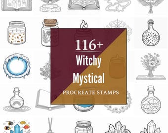 Procreate Witch Mystical Stamps | 116+ Brushes, PNG (Instant Digital Download)
