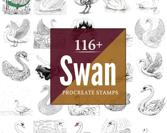 Swan Procreate Brushes & PNG Bundle | 116+ Designs (Digital Download)