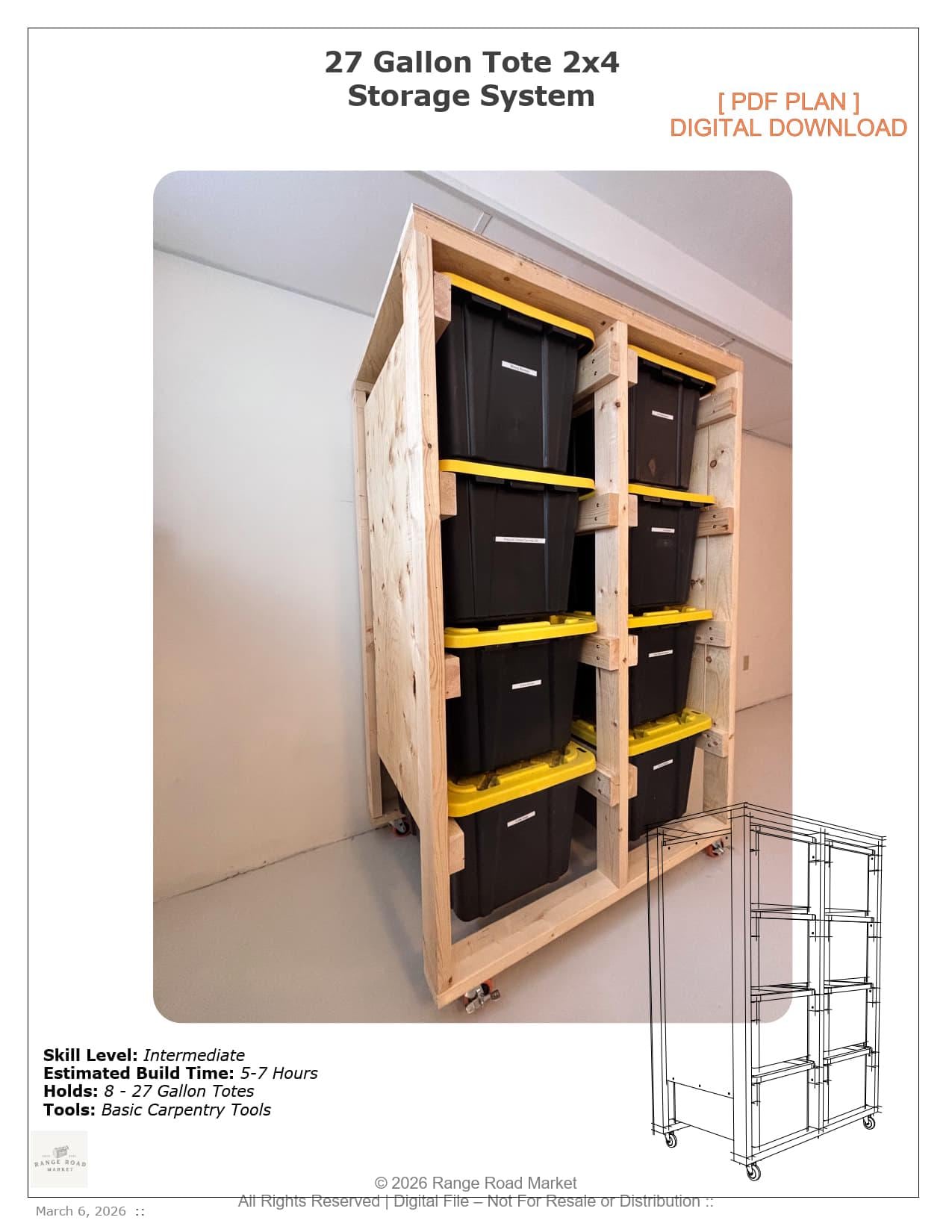 Storage Container Rack 2x4 2x4 Tote Rack Plans PDF, 27 Gallon Bin Organizer, Large Garage Storage ...